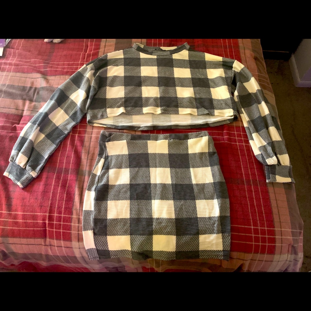 Relaxed Minds Plaid Skirt Set